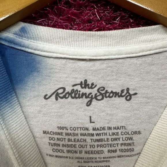 The Rolling Stones Hot Lips Tie Dye Blue Oversized T-Shirt  Size Large - Picture 4 of 7